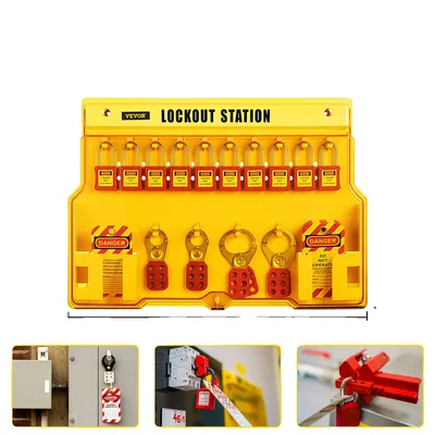 Zdjęcie produktu dla Zestaw lockout tagout, 58-częściowy kompletny zestaw, wytrzymałe kłódki i etykiety zabezpieczające, 58 SZTUK