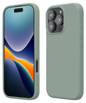 Produktbild von kwmobile Handyhülle für iPhone 16 Pro Hülle, für iPhone 16 Pro Case - Hülle Silikon - kabelloses Laden - Rainwashed Grün