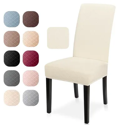 Produktbild von Stuhlbezüge 2er Set Universell Elastisch Jacquard Abwaschbar Creme