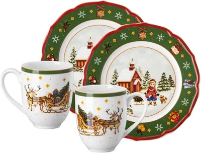 Obrázek produktu pro Hutschenreuther Sada 4 dílů Happy Wintertime H. Wintertime Green 02488-727472-29213