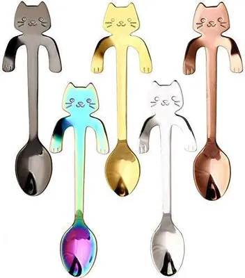 Kaffeelöffel Katze goldfarben 11,5 cm lustiges Geschenk