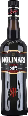 A bottle of Molinari Sambuca Caffee liqueur.