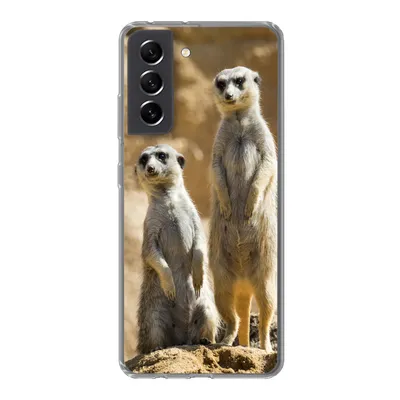 Produktbild von MuchoWow® Handyhülle Schutzhülle Hülle für Samsung Galaxy S21 FE Felsen - Erdmännchen - Tiere Silikon Softcase Handy Hülle - Mobiltelefonhülle