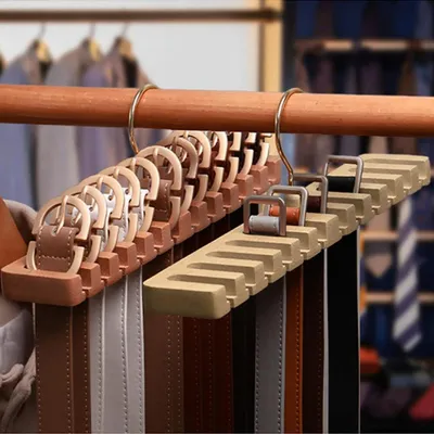Produktbild von Holz Gürtelhalter 12 Schlitze für Kleiderschrank Platzsparend 360° Drehung