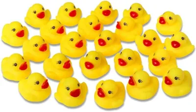 Imagen del producto de Mini patitos de goma, color amarillo, 24 unidades, de 3,5 cm, para niños y decoración