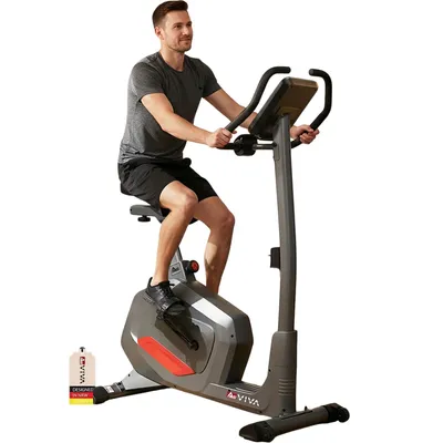 Produktbild von Heimtrainer Ergometer AsVIVA H22 Fitnessbike leise mit Bluetooth App Widerstand für Zuhause grau