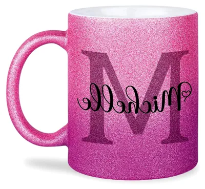 Produktbild von Namenstasse mit Buchstabe | Personalisierte Tasse mit Glitzer | Keramik | 330 ml | Roséviolett