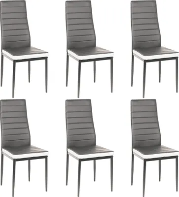 Produktbild von Esszimmerstühle 6 Set Küchenstuhl Esszimmerstuhl Wohnzimmerstühle Grau Weiß