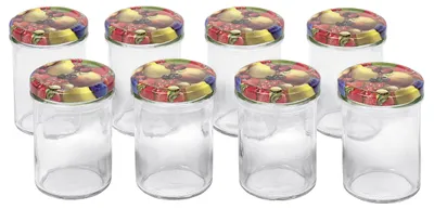 Produktbild von EMSY Schraubdeckelglas 230ml mit 66mm TO-Deckel Obstdekor 8er Tray