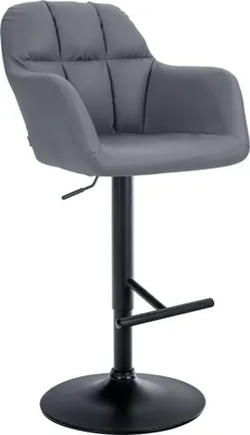 Produktbild von Barhocker TUBEL - Kunstleder Grau 57x59x97 cm Schwarz | Barstuhl Höhenverstellbar Mit Lehne Drehbar Tresenhocker Tresenstuhl Kneipenhocker