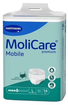 Produktbild von MoliCare® Premium Mobile 8 Tropfen – Größe L, 4x14 Stück für sicheren Schutz bei schwerer Inkontinen