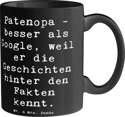Produktbild von Mr. & Mrs. Panda Tasse Spruch Patenopa Geschichten - Schwarz - Geschenk, Erzählen, Lächeln, Großvater, Überlieferungen, schöne, für büro, herzerwärmende Sprüche, Becher