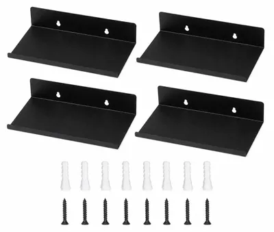 4er Set schwebende Regale, 20 cm, Metall, Schwarz, Wandmontage