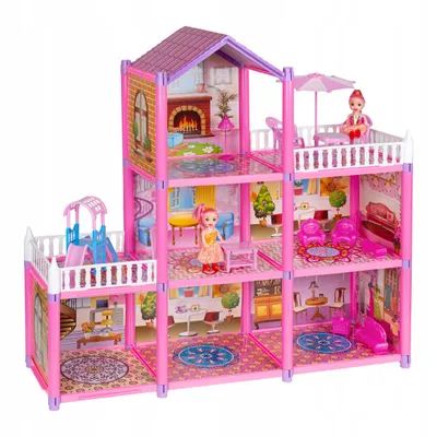 Immagine prodotto di Casa delle bambole per 2 bambole mobili 129 pezzi grandi - giocattoli, bambole, mobili, accessori, camerette