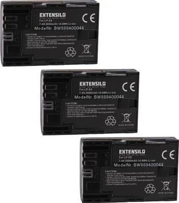 Produktbild von EXTENSILO 3x Akku kompatibel mit Canon XC10, XC15 Kamera (2000 mAh, 7,4 V, Li-Ion)