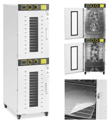 Zdjęcie produktu dla Suszarka Przemysłowa Do Żywności Ziół Owoców 2 Komory 32 Ruszty 40-90 C 3150 W