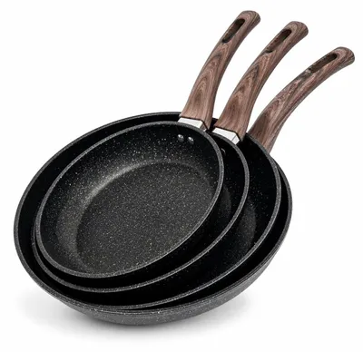 Produktbild von 3er Bratpfannen Set Pfannenset 22/26/30 cm alle Herdarten Gusseisen Antihaft