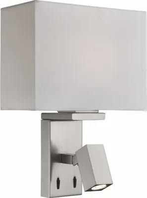 Obrázek produktu pro LED nástěnné svítidlo z nerezové oceli stříbrné barvy ve stylu Bauhaus 2xE27 do 40 W 230V z látky a ložnice kuchyně obývací pokoj jídelna svítidla osvětlení