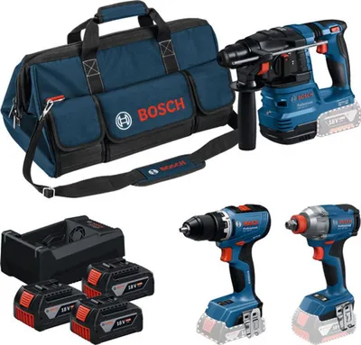Zdjęcie produktu dla Bosch Professional 18V Profi-Set (GSR,GDX,GBH,3xGBA,GAL C) (0615A50093)