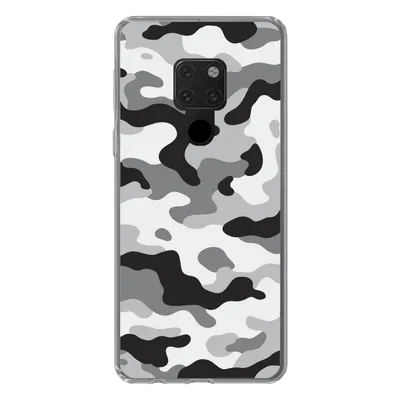 Produktbild von MuchoWow® Handyhülle Schutzhülle Hülle für Huawei P40 Lite Schwarz-weißes Camouflage-Muster Silikon Softcase Handy Hülle - Handy