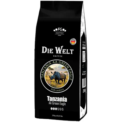Produktbild von Die Welt Kaffee Tanzania AA Green Eagle Kaffeebohnen 250g