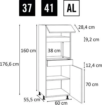 Produktbild von PICCANTE Smart Bodenpaket zu Midischrankkorpus 1 Schubkasten und 1 Drehtür SOFT WHITE Clickmontage Nr. 41""