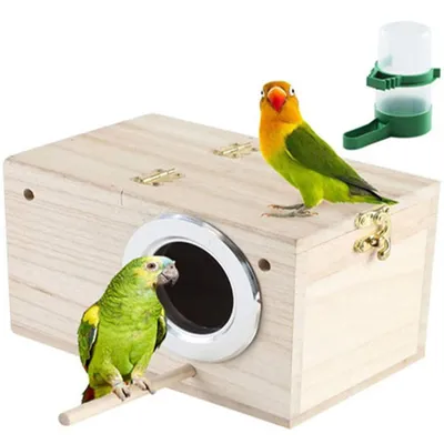Produktbild von Holz Vogelhaus Nistkasten & Vogelfutterhaus – Hängendes Vogelhaus für Sittiche und kleine Vögel, 19,5 x 12 x 12 cm