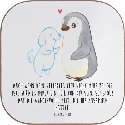 Produktbild von Mr. & Mrs. Panda Tassenuntersetzer Trauerbewältigung nach dem Verlust eines Haustiers - Weiß - Geschenk, Vertrauem, Untersetzer Gläser, Tasse, Mut, Trost bei Tierverlust