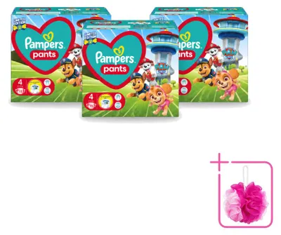 Imagen del producto de 3 pañales tipo pantalón Pampers Baby-Dry Paw Patrol, talla 4 (9-15 kg) - Paquete ahorro - 3 unidades