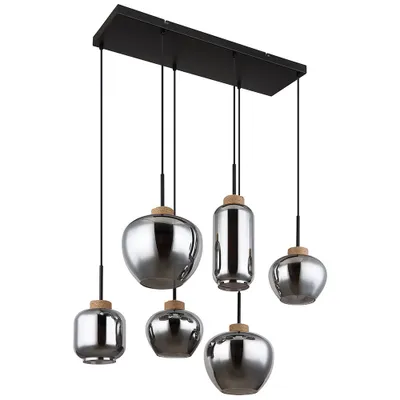 Produktbild von Pendelleuchte, Metall, Schwarz-matt, Glas Rauchfarbe, L 80 cm