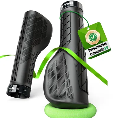 Obrázek produktu pro Ergonomické univerzální gripy na řídítka. Řídítka s vícezónovým designem pro lepší úchop a pohodlí. Konstrukce s aretačními mechanismem z hliníkové slitiny, vhodné pro horská kola, elektrokola, skútry a trekingová kola