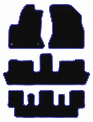 Produktbild von Velours-Fußmatten für Citroen C4 Picasso I 2006-2013 (7-Sitzer) – 4-tlg, Schwarz/Blau, passgenau – Wielganizator CARLUX