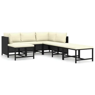 Produktbild von vidaXL 7-tlg. Garten-Lounge-Set mit Kissen Poly Rattan Schwarz