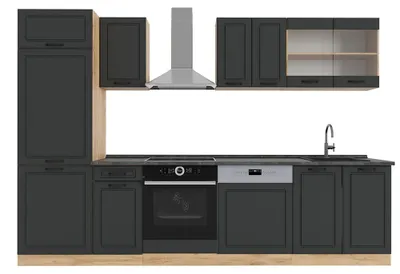 Image de Cuisine Vicco R-Line Anthracite Campagne/Chêne doré 300cm , PT Anthracite, Model 53886