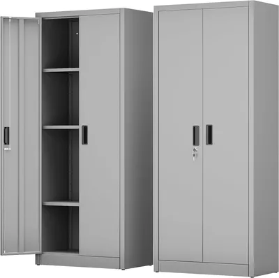 Image de Armoire de rangement - Armoire métallique - Étagère - Armoire d'entrepôt - Rangement - Gris - 170 cm de hauteur
