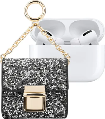Produktbild von IDEAL OF SWEDEN, Mini-Tasche für AirPods Modell Cosmo Glitzerkette, Schwarz / Silber