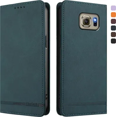 Image de Etui pour Samsung Galaxy S6, étui rétro en cuirPolyuréthaneavec support et fentes pour cartes de crédit Vert