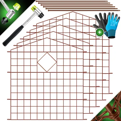 Immagine prodotto di KESSER® Recinzione per laghetto, recinzione da giardino, recinzione a innesto, set completo, elementi metallici, incl. martello + barre di fissaggio, recinzione a innesto per giardino, arco superiore arrotondato, set di recinzione a maglie, recinto per cani