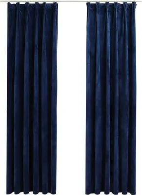 Obrázok produktu pre vidaXL Zatemňujúce závesy Háčiky 2 ks Velvet Tmavo Modrá 140x175cm