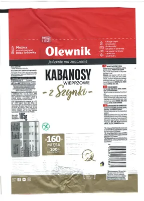 Zdjęcie produktu dla Kabanosy wieprzowe z szynki 105 g Olewnik