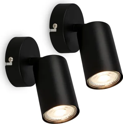 Obrázek produktu pro LED nástěnné reflektory sada 2 černých reflektorů GU10 otočné otočné nástěnné světlo
