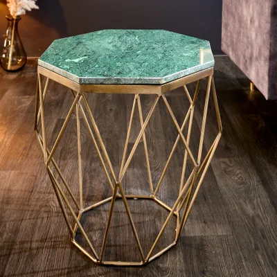 Produktbild von riess-ambiente Abstrakter Beistelltisch DIAMOND 50cm grün Marmor messing Metall