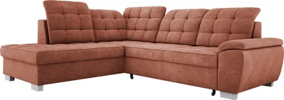 Produktbild von Geräumiges Ecksofa LOTTA In Pflegeleichtem Veloursstoff, Maße 258x212cm, Optimal Für Familien, Mit Praktischem Bettkasten Und Modernem Design Anordnung der Möbel Linksseitig Farbe: ORANGE