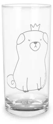 Produktbild von Mr. & Mrs. Panda Glas Mops Krone 400 ml - Transparent - Geschenk, Wasserglas, Hund, Königlich, Longdrinkglas, Sprüche, Tumbler, König, Cocktailglas