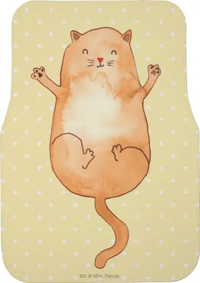 Produktbild von Mr. & Mrs. Panda Fußmatte Auto Katze Umarmen - Gelb Pastell - Geschenk, Cats, Teppich, Katzen, Cat, Auto-Fußmatte, Fürs, Haustier, Automatte