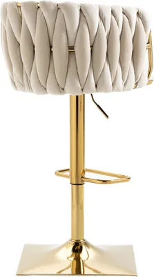 Produktbild von okwish Stuhl 2er-Set, Retro-Barhocker, bequemer Drehstuhl, hoher Theken-Esszimmerstuhl mit Rückenlehne und Fußstütze, Beige