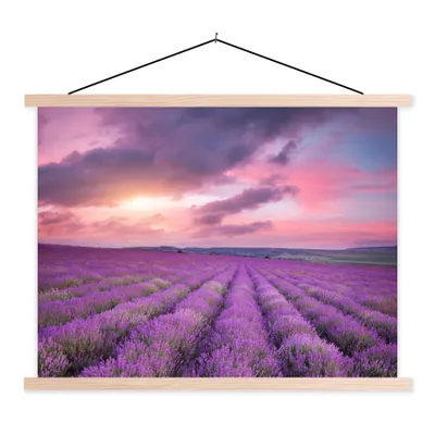 Produktbild von MuchoWow® Textilposter Lavendel - Lila - Wolken - Blumen 60x45 cm mit holzfarbenen Rahmen - Bild