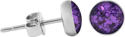 Produktbild von 925 Sterling Silber Ohrstecker Glitterline in verschiedenen Farben und Größen Farbe - Lila Größe - 10 mm