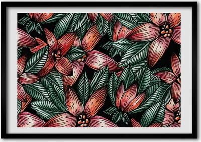 Produktbild von Bild - Bilder - Bilderrahmen - 70 cm x 50 cm - MDF-Rahmen, Wandkunst Blumenmuster