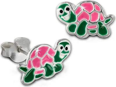 Produktbild von Teenie-Weenie Ohrstecker Kinder Silber rosa Schildkröte Ohrringe SDO8137A